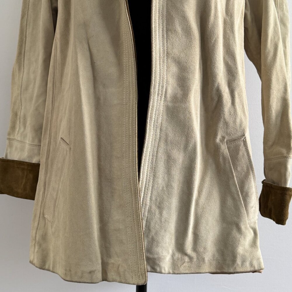 Vintage 80s JORDACHE Suede Leather Beige Jacket XS/S - Picture 8 of 16